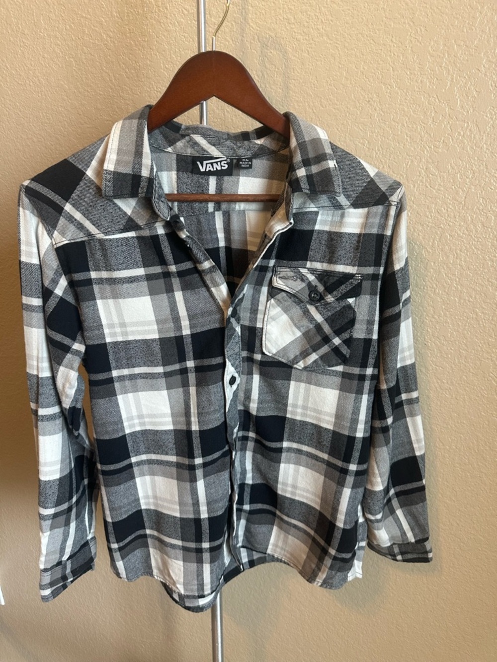 Vans Black, White & Gray Plaid Flannel